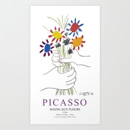 Picasso Exhibition - Mains Aus Fleurs (Hands with Flowers) 1958 Artwork Art Print