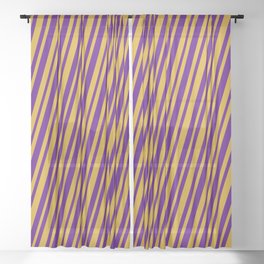 [ Thumbnail: Goldenrod & Indigo Colored Stripes/Lines Pattern Sheer Curtain ]