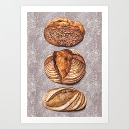 Freshly Baked Bread - Bread Lovers Artwork  Art Print