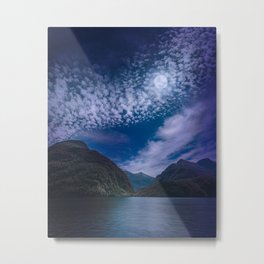 Moonlight at Doubtful Sound in New Zealand Metal Print