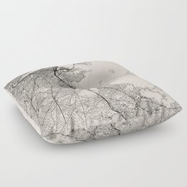 Boston USA - Black and White City Map Design Floor Pillow