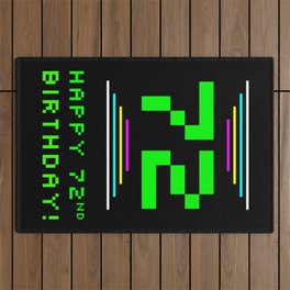 [ Thumbnail: 72nd Birthday - Nerdy Geeky Pixelated 8-Bit Computing Graphics Inspired Look Outdoor Rug ]