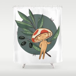 Olive Branch Mushroom Fairy Shower Curtain