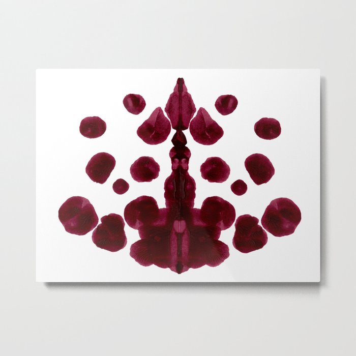 Burgundy Inkblot Pattern Rorschach Test Metal Print