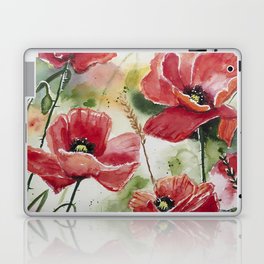 Poppies Watercolour Painting by Monika Laptop Skin