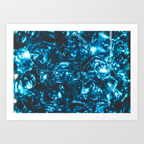 Sparkly blue water marbles Art Print