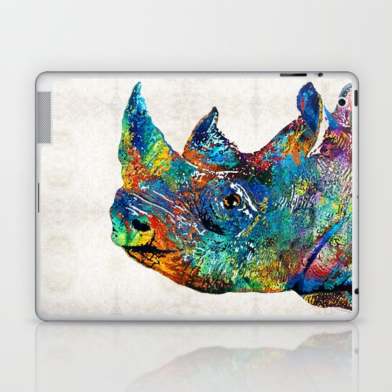 Rhino Rhinoceros Art - Looking Up - By Sharon Cummings Laptop & iPad Skin