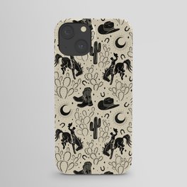 Cowboys and Cacti - cream and black iPhone Case