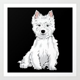 6-Inch 3dRose ct_58605_2 Cute Cartoon West Highland Terrier-Westie Dog on Pink Paw Prints Ceramic Tile