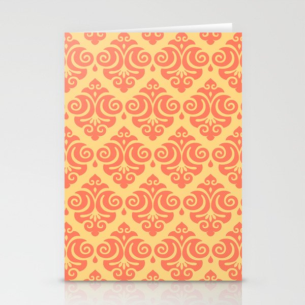 Victorian Modern Pattern in Yellow and Orange Stationery Cards