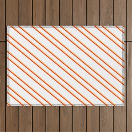 [ Thumbnail: White, Tan, and Red Colored Stripes/Lines Pattern Outdoor Rug ]