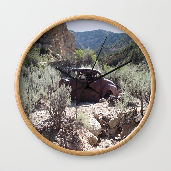 Antique Car in Ghost Town Wall Clock