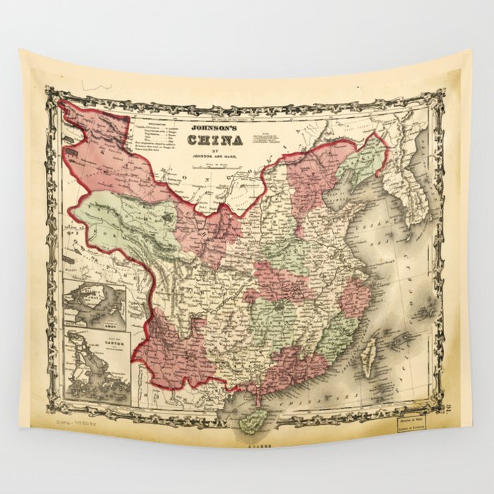 Johnson's Map of China (1862) Wall Tapestry by The Arts  Society6