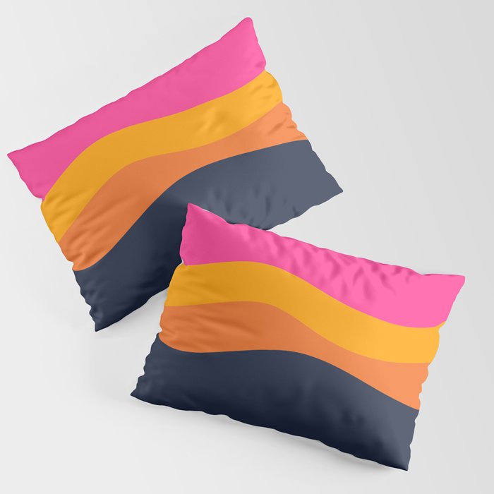 Minimalistic Wave Colorful Art Pattern Design Pillow Sham