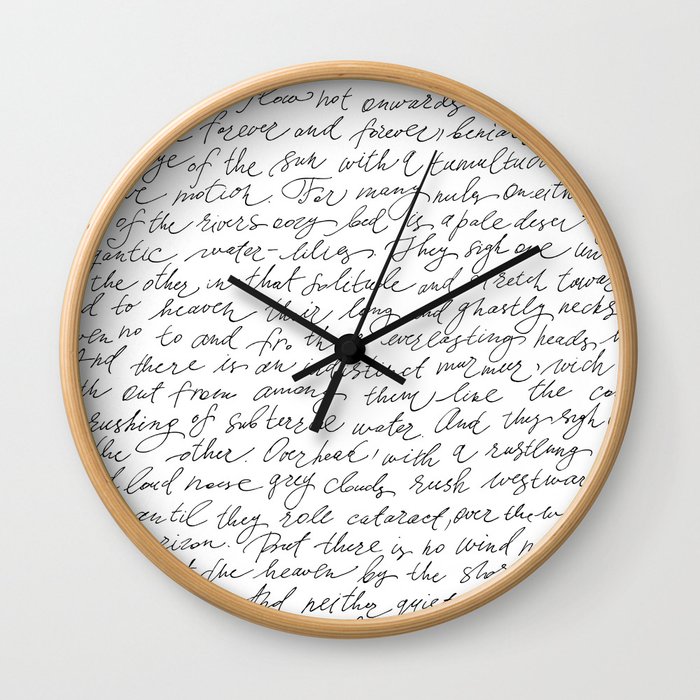 Script Text Book Page Letter Wall Clock
