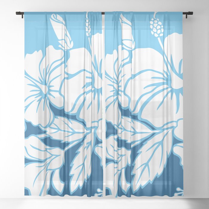 Hawaiian Hibiscus Large Sheer Curtain