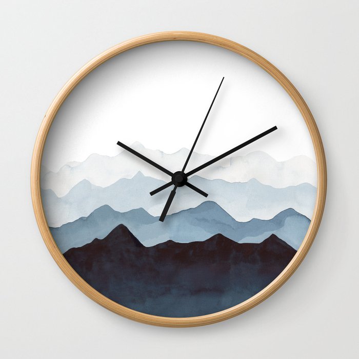 Indigo Mountains Landscape Wall Clock