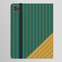 Elegant Pinstripes and Triangles Teal Green Yellow Gold iPad Folio Case