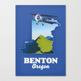 Benton Oregon Travel Map Canvas Print