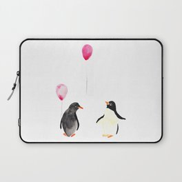 Watercolor Penguins and Balloons Laptop Sleeve