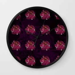 Pattern with Red Jewelery Brooches. Wall Clock
