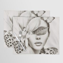 PORTRAIT /Woman with flower and butterflies Placemat