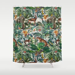 Floral and Animals Pattern III Shower Curtain
