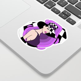 Girl Purple color . Minimalism. Pop art Sticker