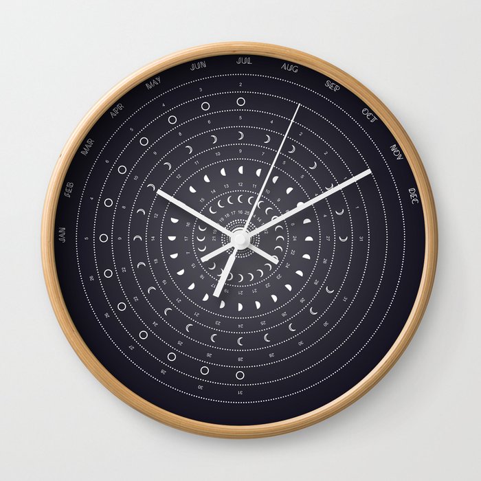 2019 Lunar Phases Calendar Wall Clock By Cafelab Society6