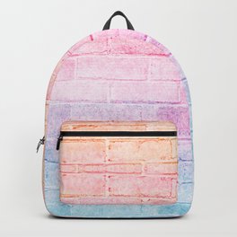 peach pink lavender blue gradient distressed painted brick wall ambient decor rustic brick effect Backpack