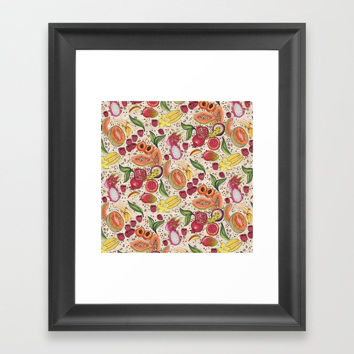 Ready to Eat - Fruit Pattern in White Framed Art Print