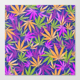 Colorful Marijuana Leaves Canvas Print
