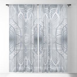 Paris Royal - Watercolor Art Deco Pattern Grey Sheer Curtain