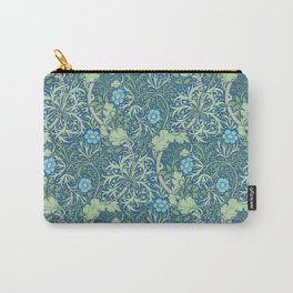 William Morris Vintage Seaweed Cobalt Thyme Green Blue Botanical Carry-All Pouch | Floral, Style, Flowers, Botanical, Blue, Pattern, Victorian, Pretty, Beautiful, Retro 