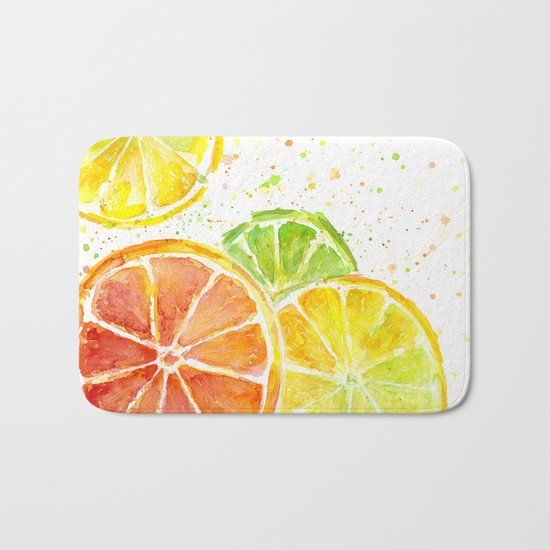 Fruit Watercolor Citrus Bath Mat