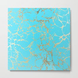 Modern aqua elegant faux gold foil marble pattern Metal Print | Goldmarble, Elegantgold, Painting, Modern, Elegantmarble, Chic, Marble, Glam, Aquaandgoldmarble, Pattern 