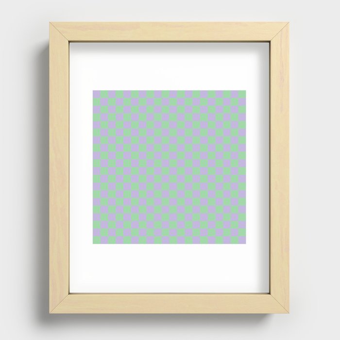 Retro pastel checker board square pattern Recessed Framed Print