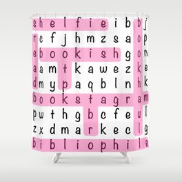 Bookstagram Word Search - Pink Shower Curtain