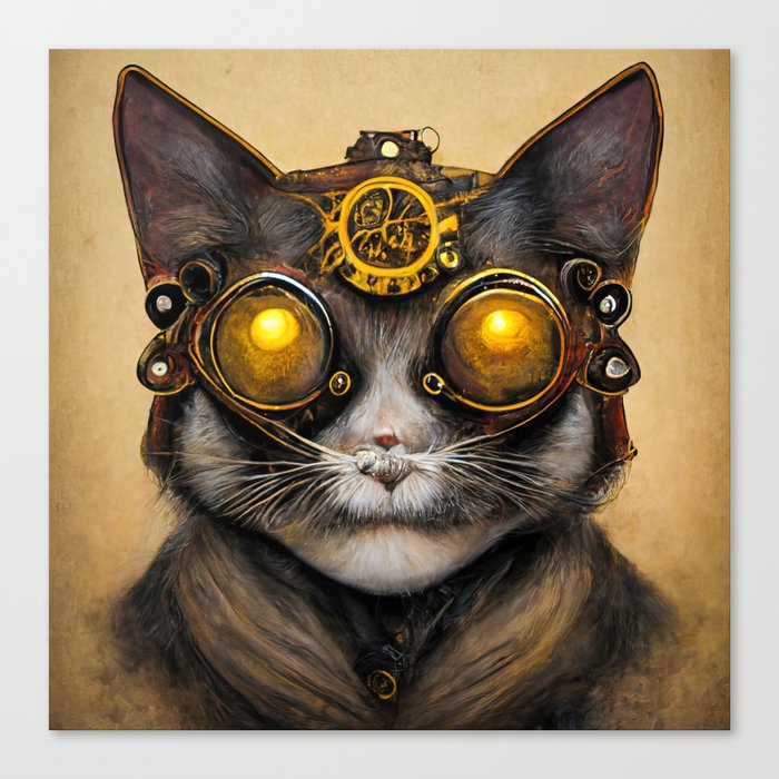 Steampunk Animal 07 Cat Portrait Canvas Print