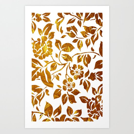 Gold flowers Art Print