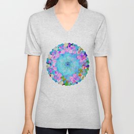 Delicate Rose Petal Mandala Art by Sharon Cummings V Neck T Shirt