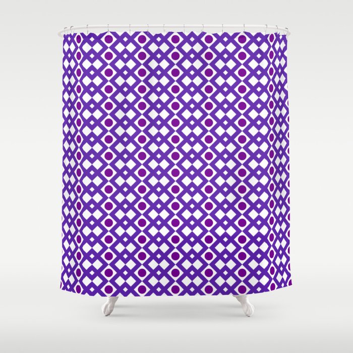 Geometric Design - Purple White and Magenta  - Diamonds Circles Squares Shower Curtain
