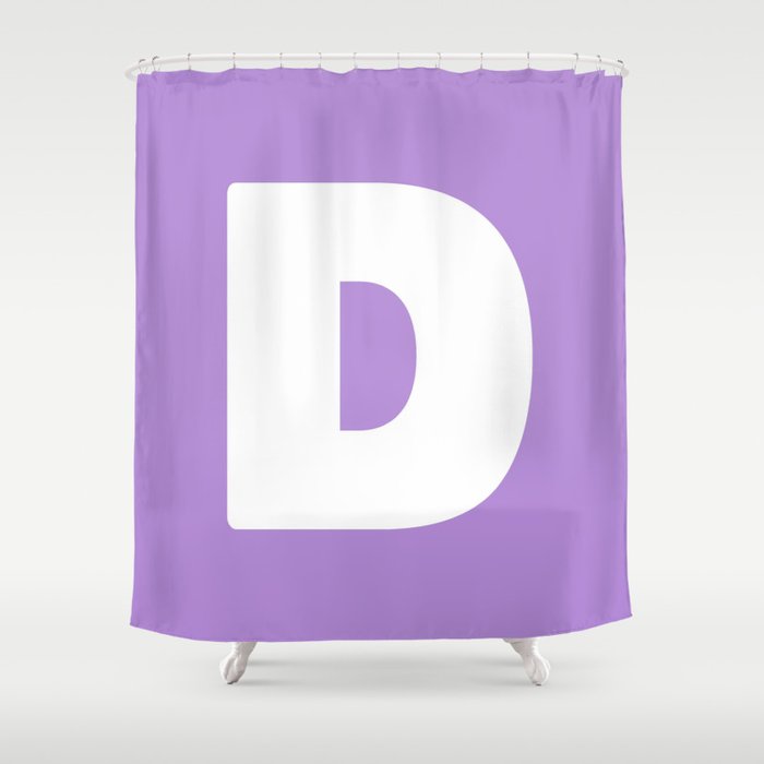 D (White & Lavender Letter) Shower Curtain