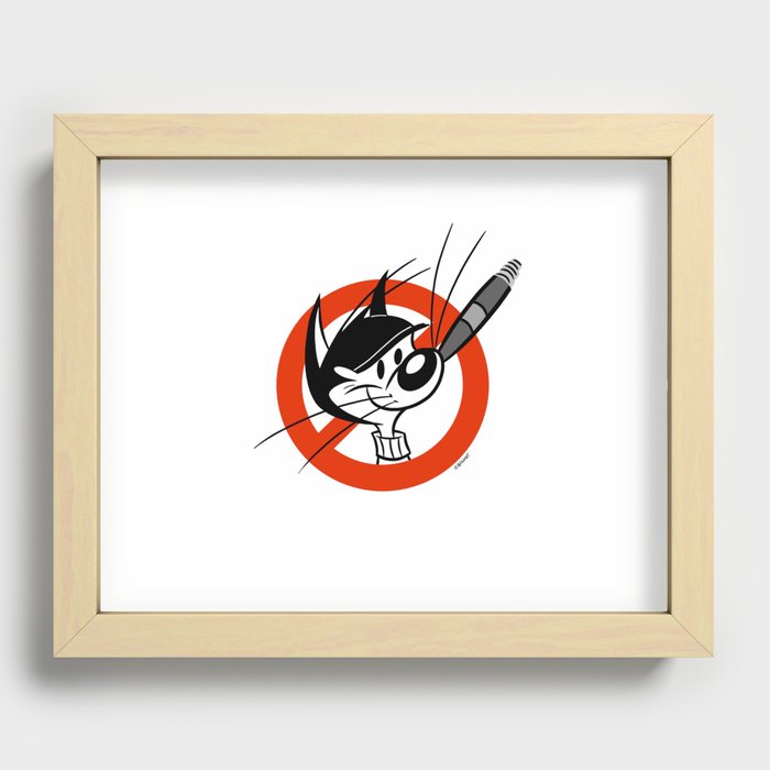 No Smoking Cat Sign Retro 30s Cartoon Rubber Hose Style Recessed Framed Print