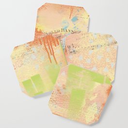 Mixed media orange green music Coaster