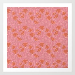 California Poppy Pattern - Pink Art Print