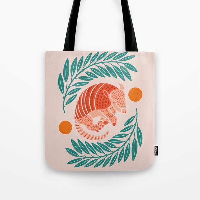 Sleepy Armadillo – Orange and Teal Tote Bag