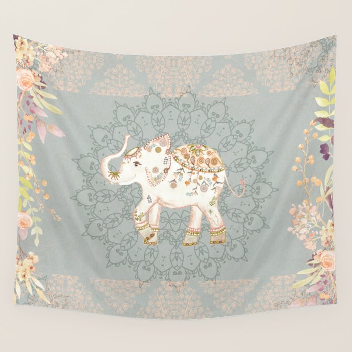 INDIAN ELEPHANT Wall Tapestry by monikastrigel | Society6