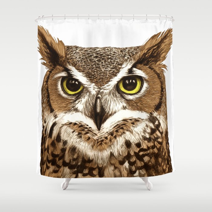 Great Horned Owl Shower Curtain