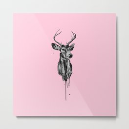 Deer Head III (pastel pink) Metal Print | Streetart, Graphic Design, Spraypaint, Acrylic, Deer, Illustration, Black and White, Animal, Mixed Media, Digital 